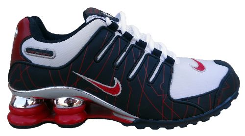 Tênis Nike Shox NZ Branco Preto e Vermelho cromado