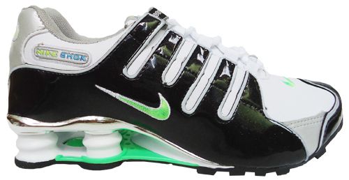 Sábana Guante Sistemáticamente Tênis Nike Shox NZ Branco Preto e Verde cromado - Mlsissa